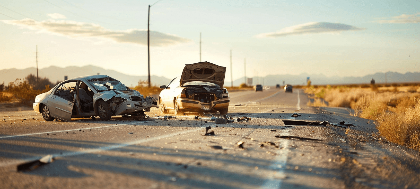 two cars crashed on a highway where one driver doesnt have enough insurance to cover the cost of the crash